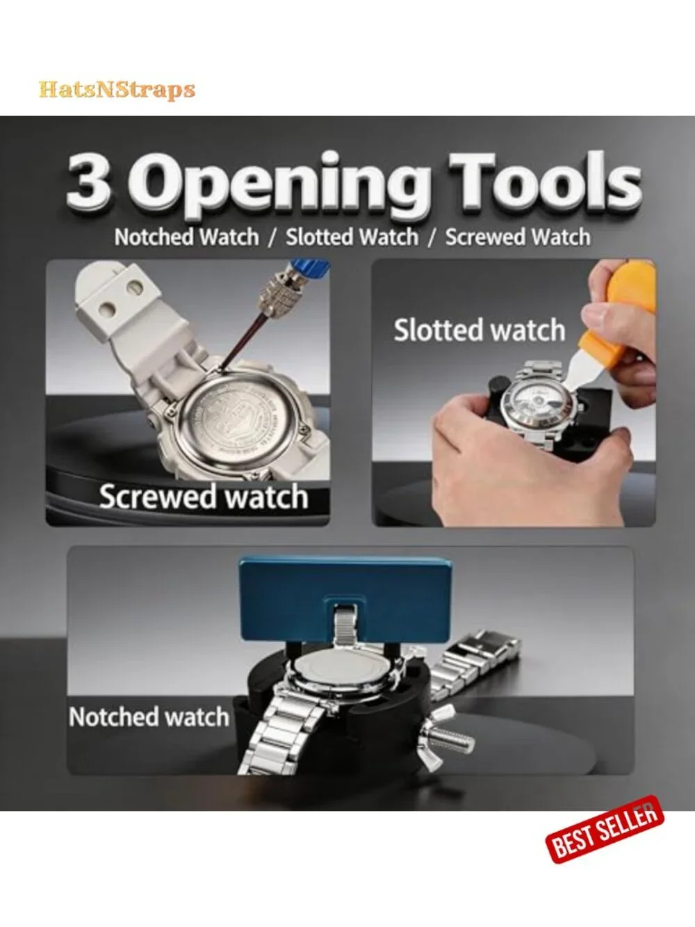 Watch Battery Replacement Tool Kit - Spring Bar Tool, Screwdriver, Case Opener,